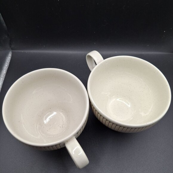 Mikasa Stone Craft Libretto Set Of 2 Footed Mugs Navy Tan Speckled Design - Picture 4 of 7